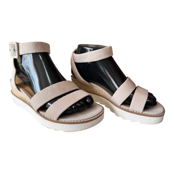 FRANCO SARTO Connolly Wedge Ivory Suede Jute Strappy Buckle Sandals Women’s 7 - Picture 3 of 10